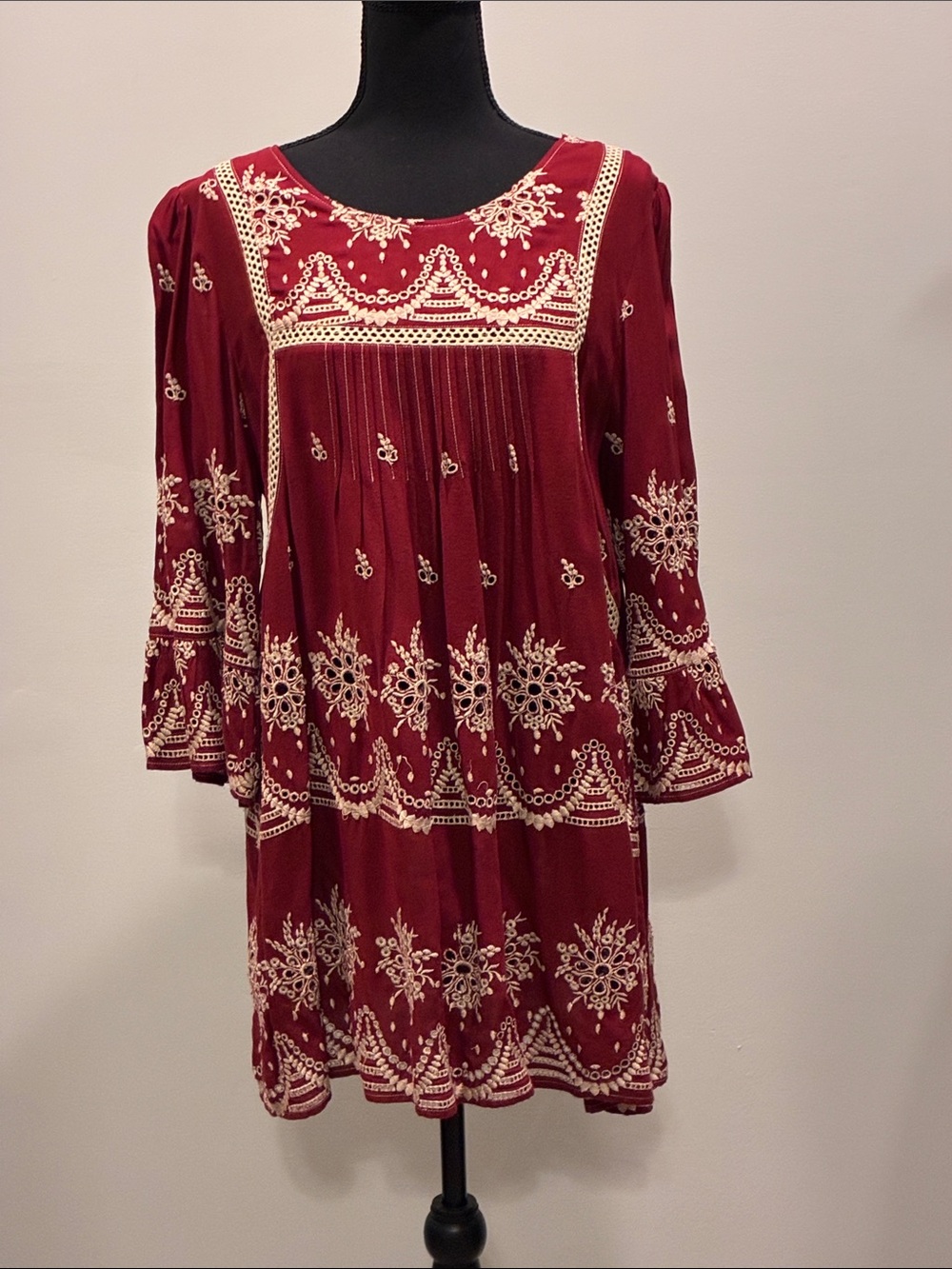 Ivy Jane Burgundy Intrinsic Embroidered Peasant Tunic